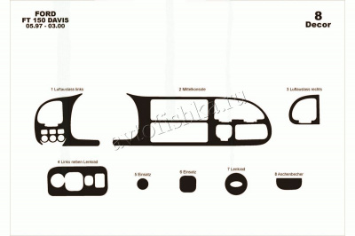 Ford Transit 1997-2000 декоративные накладки (отделка салона) под дерево, карбон, алюминий