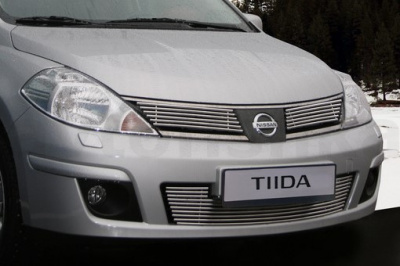 Декоративные элементы решетки радиатора радиатора d10 (2 эл-та по 6 трубочек) "Nissan Tiida" 2004-